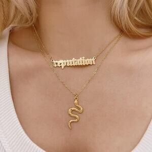 Vintage Layered Reputation Snake Necklace,for Women Music Lover- set of 8-NEW-Mm